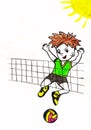Boy plays in volleybal Royalty Free Stock Photo