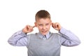 Boy plug the Ears Royalty Free Stock Photo