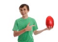 Boy pointing to an easter egg Royalty Free Stock Photo