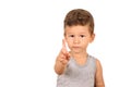 Boy pointing up with finger