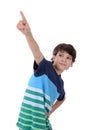 Boy pointing up with fingers