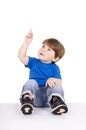 Boy pointing upwards. Royalty Free Stock Photo