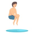 Boy pool jump icon cartoon vector. Party sea