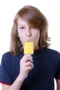 Boy with popsicle Royalty Free Stock Photo