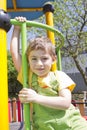 Boy. Portrait of cute boy kid outdoor in sunny day. Portrait of Happy blond child smiling. Boy looking at the camera with a handso Royalty Free Stock Photo