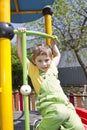 Boy. Portrait of cute boy kid outdoor in sunny day. Portrait of Happy blond child smiling. Boy looking at the camera with a handso Royalty Free Stock Photo