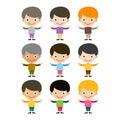 Boy portrait fun happy young expression cute teenager cartoon character and happyness little kid flat human cheerful joy Royalty Free Stock Photo