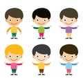 Boy portrait fun happy young expression cute teenager cartoon character and happyness little kid flat human cheerful joy Royalty Free Stock Photo