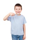 Boy portrait with toothbrush and lost tooth Royalty Free Stock Photo