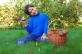 Boy posing with mushrooms Royalty Free Stock Photo
