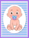 It Boy Poster Newborn Toddler with Pacifier Vector