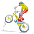 Boy practicing bike pirouettes Royalty Free Stock Photo