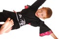 Boy practicing karate kick Royalty Free Stock Photo