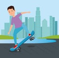 boy practing skateboard sport in the park Royalty Free Stock Photo