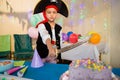 Boy pretending to be as pirate during birthday party Royalty Free Stock Photo