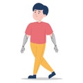 Boy with prosthetic bionic arm vector isolated