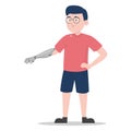 Boy with prosthetic bionic arm vector isolated