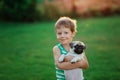 Boy and pug