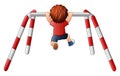 Boy pull-up exercise on the crossbar