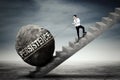 Boy pulling stone with persistence word Royalty Free Stock Photo