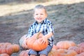 Boy at pumpkin patch Royalty Free Stock Photo