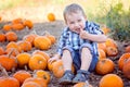 Boy at pumpkin patch Royalty Free Stock Photo