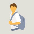 Boy pupil schoolboy or student with backpack minimalistic vector illustration.Back to school concept Royalty Free Stock Photo