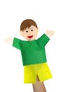 Boy puppet for show on hand against white background Royalty Free Stock Photo