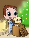Boy and Puppy Christmas Present Royalty Free Stock Photo