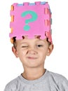 Boy and query mark Royalty Free Stock Photo