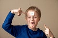 Boy with question mark Royalty Free Stock Photo