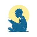A Boy Quietly Reads Beneath The Soft Glow of The Moon Royalty Free Stock Photo