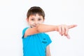 Boy raised his index finger Royalty Free Stock Photo