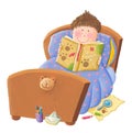 Boy reading bed time story Royalty Free Stock Photo