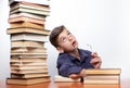 Boy reading book, education concept and school,  background Royalty Free Stock Photo