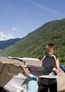 Boy reading map Royalty Free Stock Photo