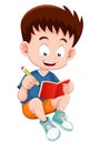 Boy reading open book