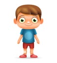 Boy Realistic 3d Child Cartoon Character Icon Vector Illustrator