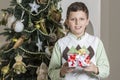 Boy receives Christmas gift