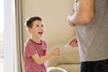 Boy receiving pocket money (allowance) from father Royalty Free Stock Photo