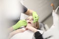 A boy at the reception at the dentist in the clinic