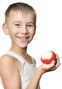 Boy with red apple Royalty Free Stock Photo
