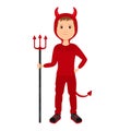 Boy in red devil costume Isolated on  white background. Halloween celebration Royalty Free Stock Photo