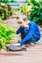 Boy and red-eared turtle