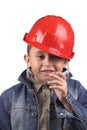 Boy in a red helmet Royalty Free Stock Photo