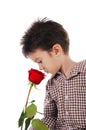 Boy with red rose