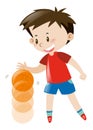 Boy in red shirt bouncing basketball Royalty Free Stock Photo
