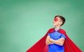 Boy in red super hero cape and mask Royalty Free Stock Photo