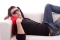 Boy relaxing on couch Royalty Free Stock Photo