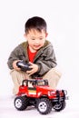 Boy and remote control car Royalty Free Stock Photo